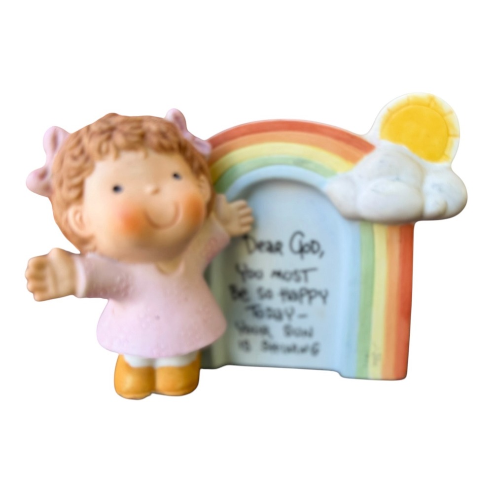 Vintage Enesco Dear God Kids Figurine Rainbow Sun "Your Sun Is Shining" Korea - Picture 2 of 12